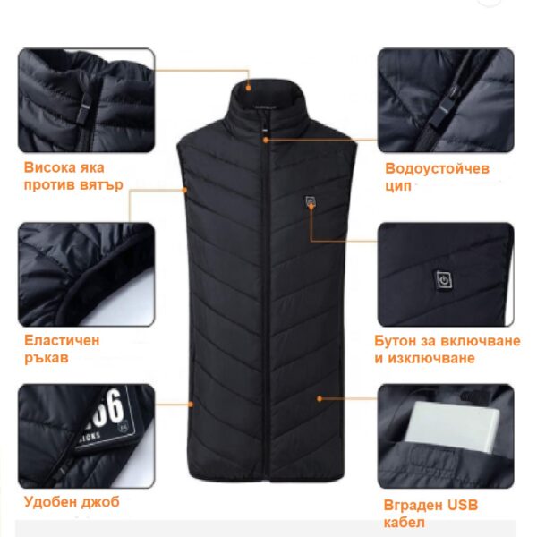 9-Zone Heated Vest Dark Blue XL – USB Charging & Temperature Control | Cardinella - Image 4